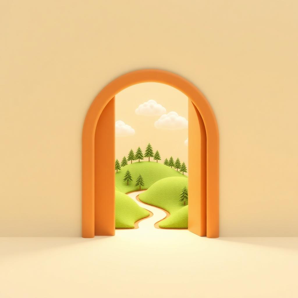 Doorway opening into a little green world